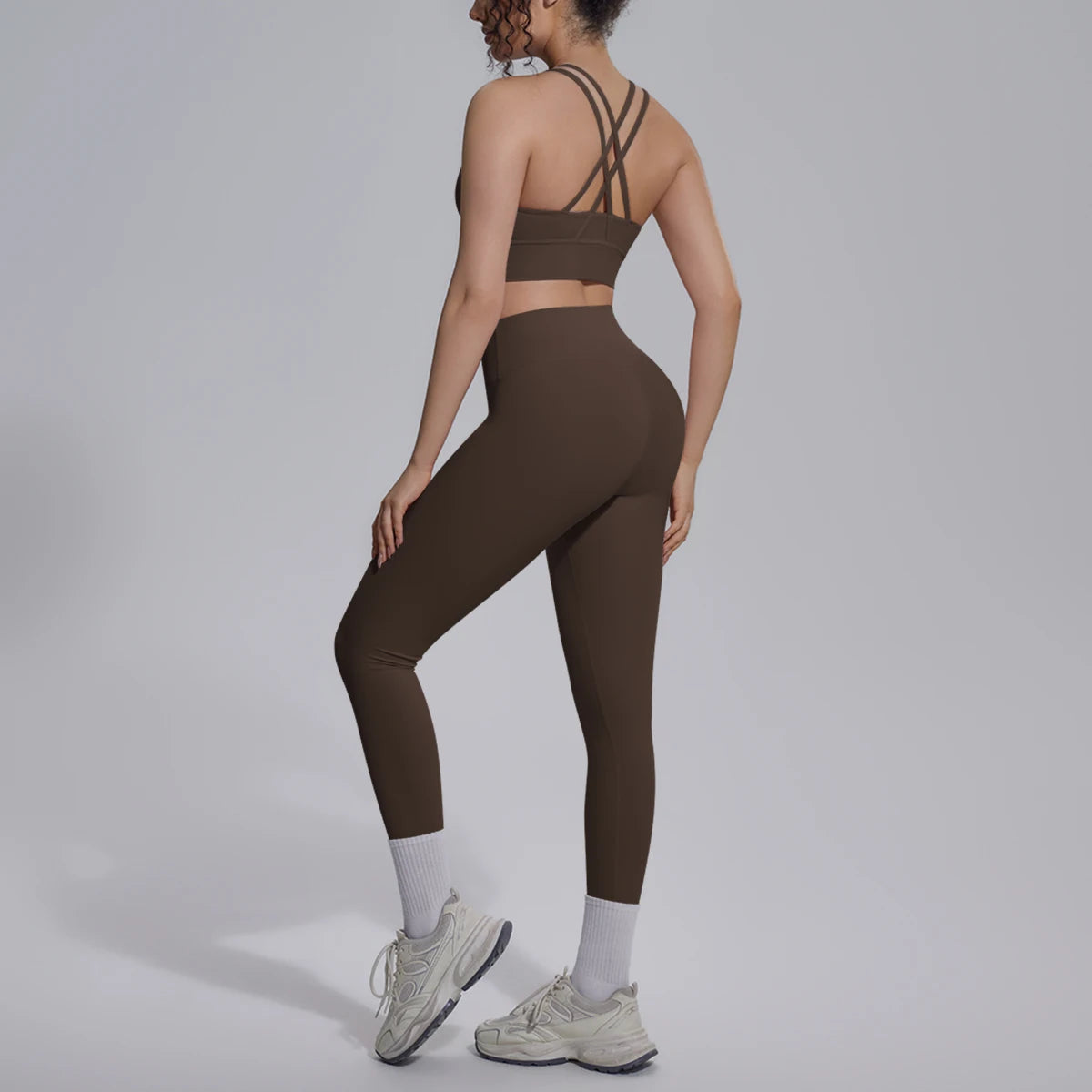 2PCS Yoga Set Summer Gym Sports Running Yoga Clothing Solid Color Cross Bra Workout Top High Waisted Quick Drying Fitness Pants