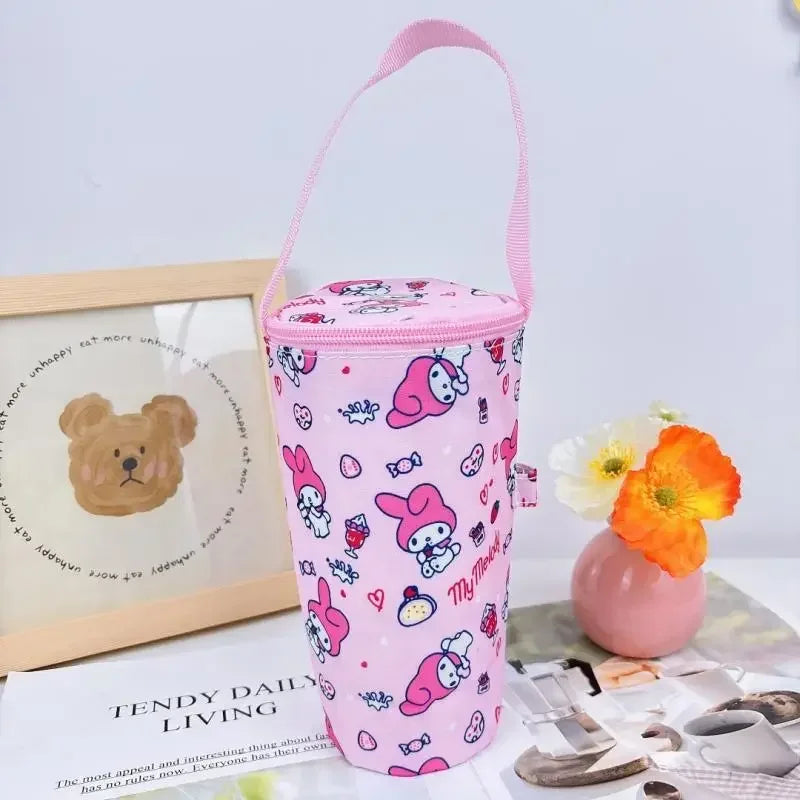 Sanrio Handheld Water Cup Bag Hello Kitty Cold Insulation Heat Preservation Portable Cartoon Water Bottle Pocket Kawaii Outdoors