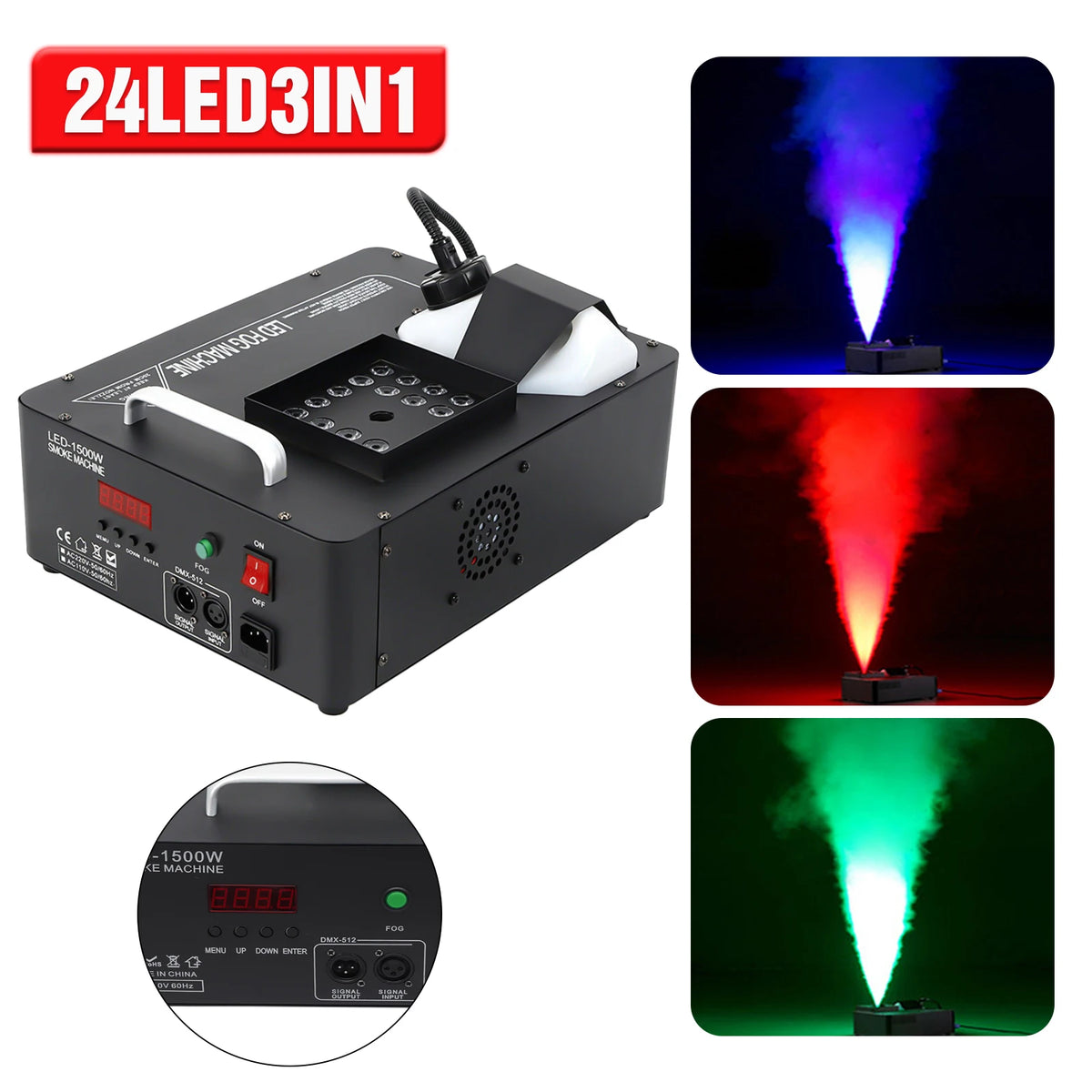 LED Fog Machine 3 In11500W Party Wireless DJ Stage Smoke Festival Party Supplies Fog Smoke Machine with Remote Control
