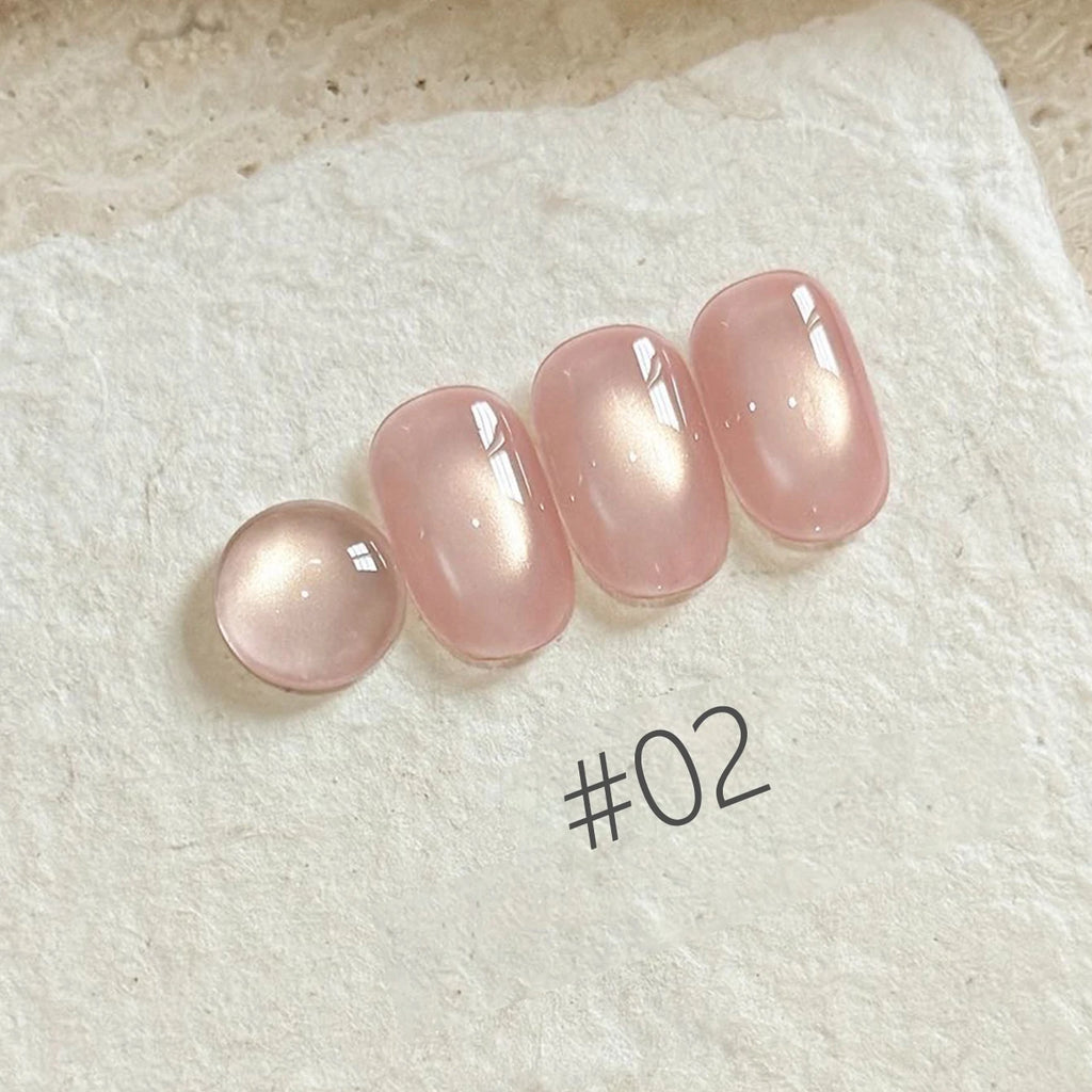 MIANEL 2026 10ML Lover Cat Eye Nail Gel Nude Pink with Sparkling Golden Light Glass Bead for Flattering Cat Eye Manicure