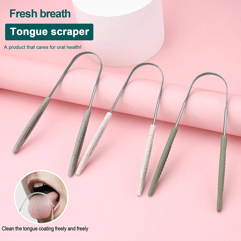 Z. 1PCS Stainless Steel Tongue Scraper Fresh Breath Cleaning Coated Tongue Toothbrush Oral Hygiene U-shaped Metal Tongue Scraper