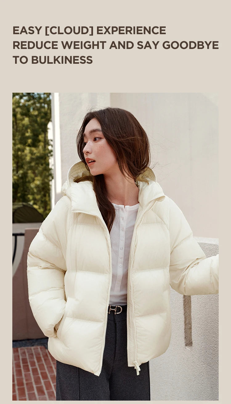 Semir Down Jacket Women Solid Color Loose Versatile 2025 Winter New Waterproof Oil-proof Stain-proof Hooded Coat Down Jacket