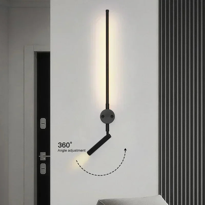 Modern LED Wall Lamp with Switch Bedroom Light Stairs Hallways Living Room Nordic Art Background Decor Black Lights Bathroom