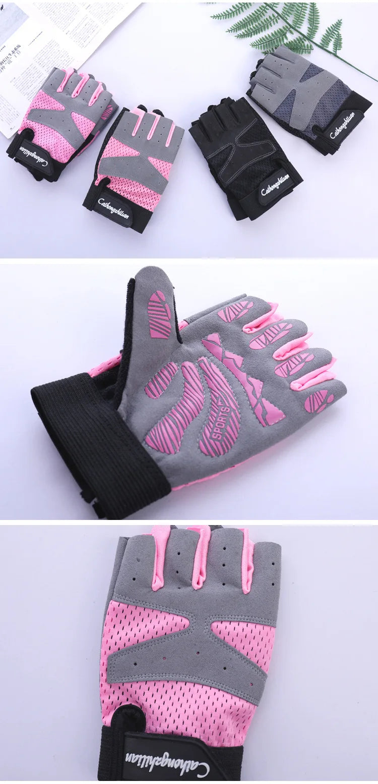 Cycling Fitness Gloves for Men Women Gym Motorcycle Summer Bicycle Fingerless Anti-slip Sports Weightlifting Breathable Gloves