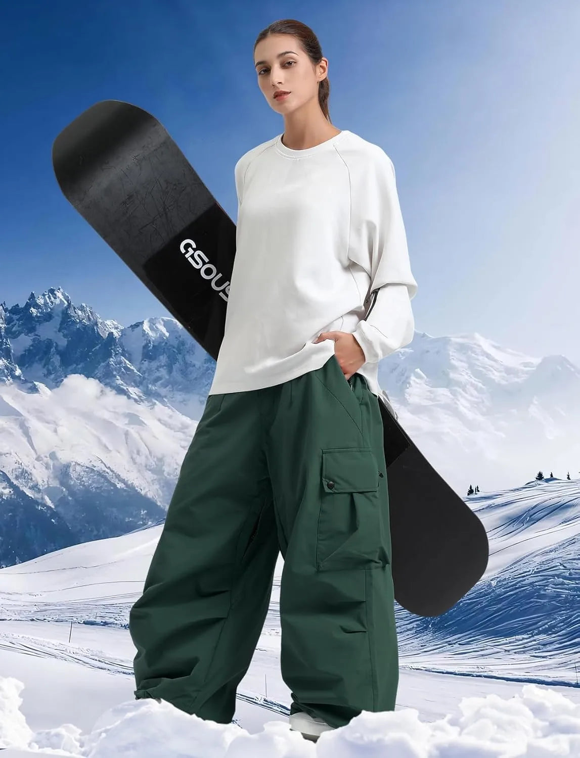 GSOU SNOW 2025 Loose Skiing Pants Snowboard Sport Trousers Outdoor Waterproof Windproof Ski Wear Winter Warm Female Ski Britches