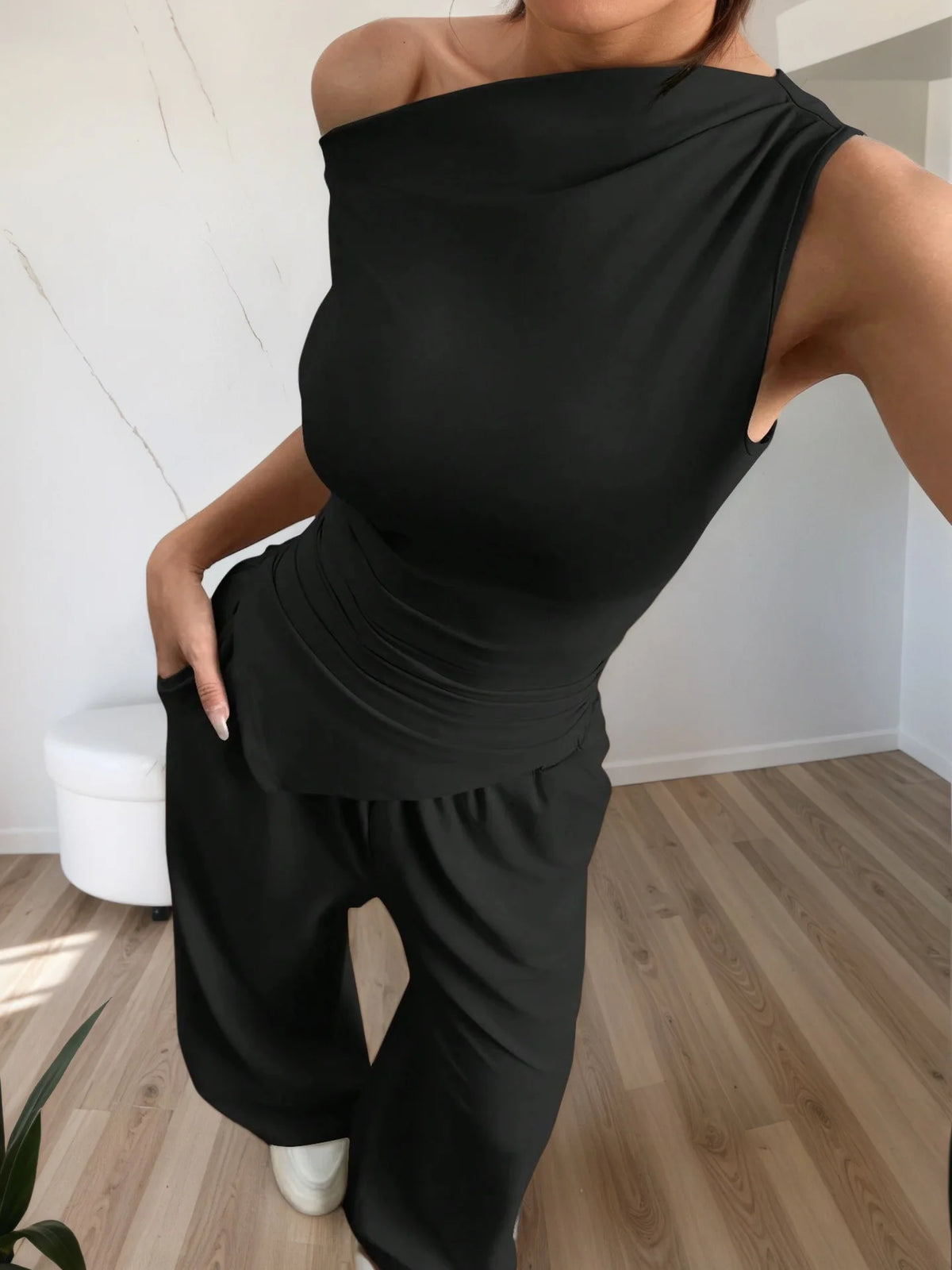 Summer Women Solid Sleeveless Vest Long Pants Fashion Set Sexy Casual Two Piece