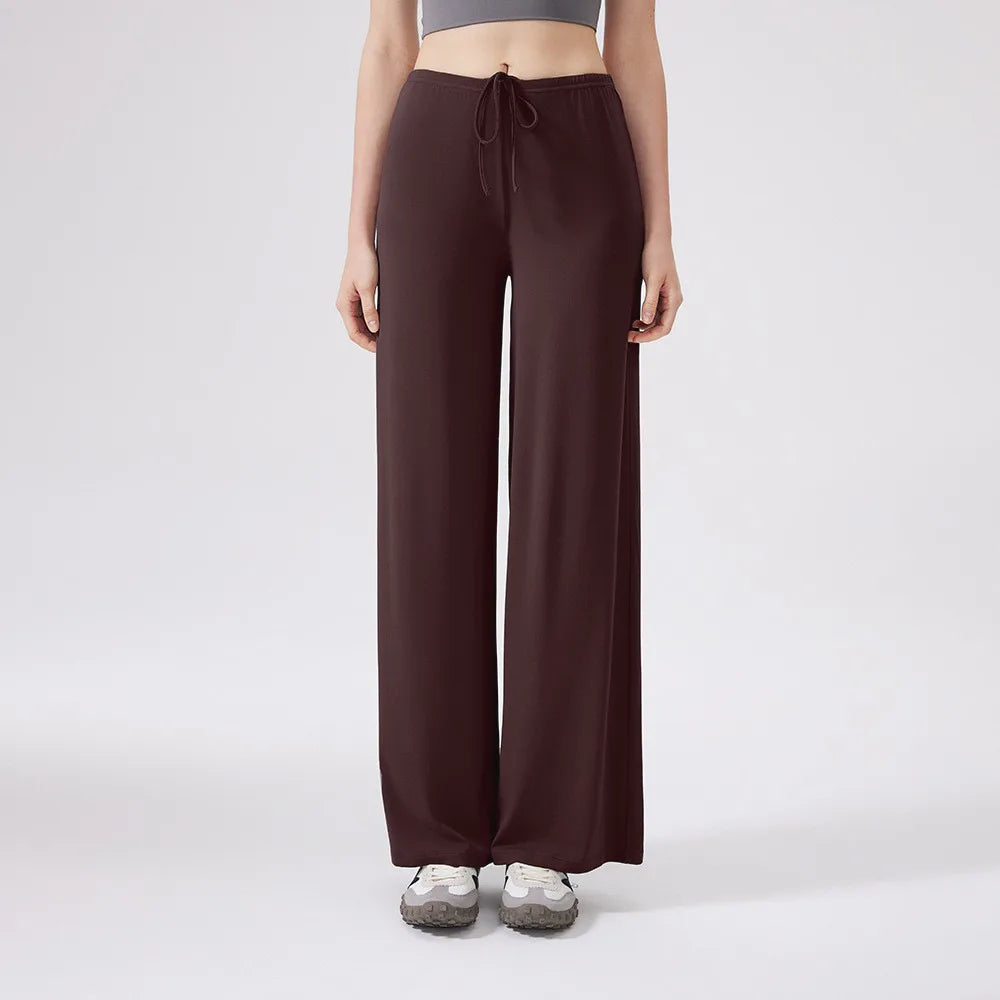 Women's Buttery Soft Wide Leg Yoga Pants - Elastic Waist, Cooling Breathable, Natural Drape Straight Leg Workout Pants