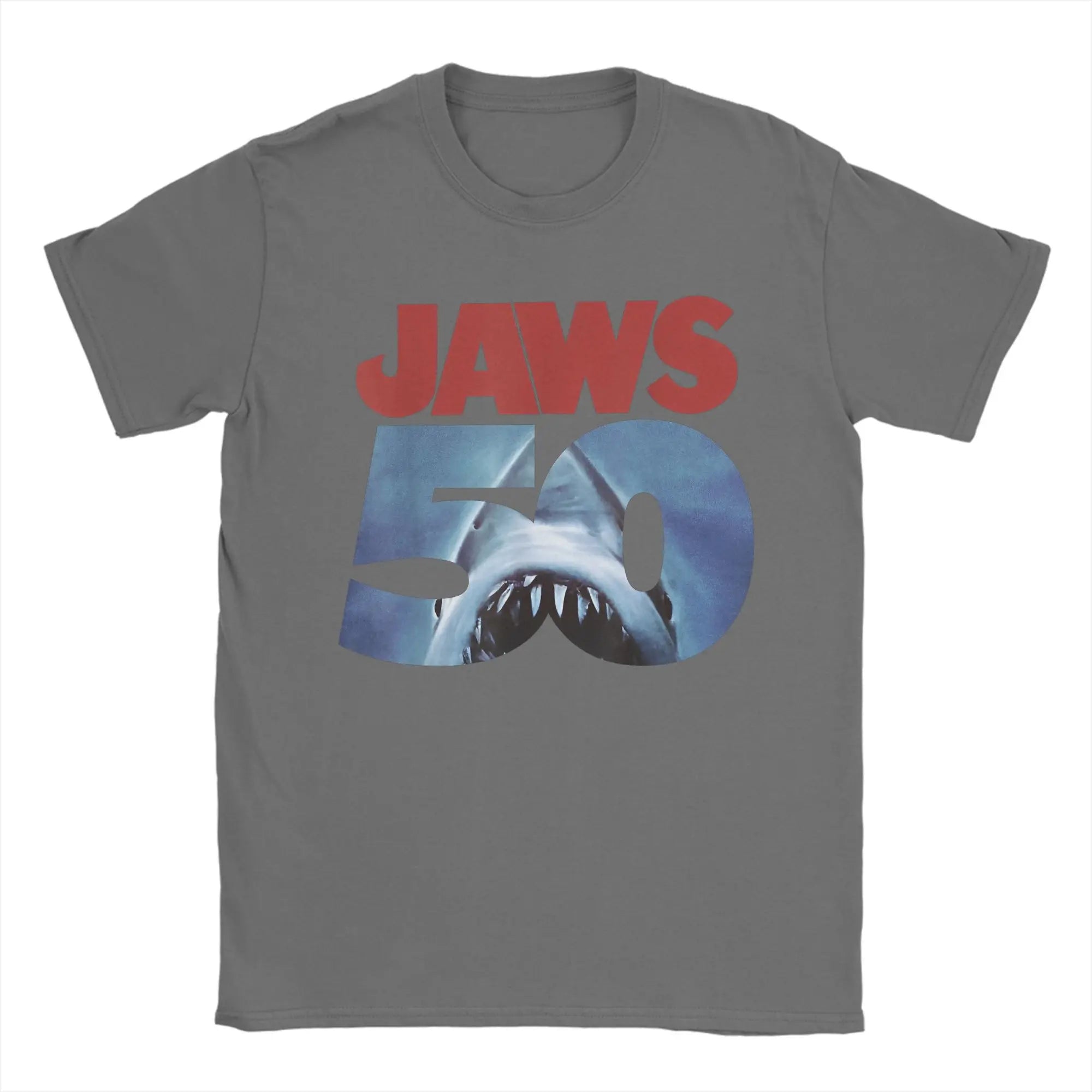 Jaws 50th Anniversary Logo Movie Graphic T Shirt Men Cotton Creative T-Shirt Round Neck  Tee Shirt Short Sleeve Tops New Arrival