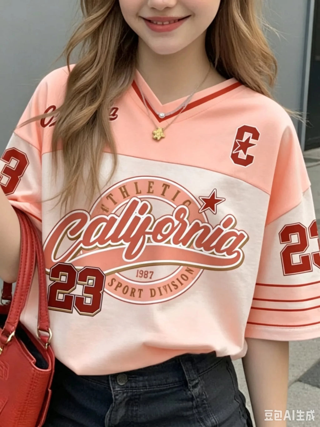 Women's Sports Style California 23 Printed Short Sleeved Round Neck Women's Children's Men's Top Men's Beach T-shirt