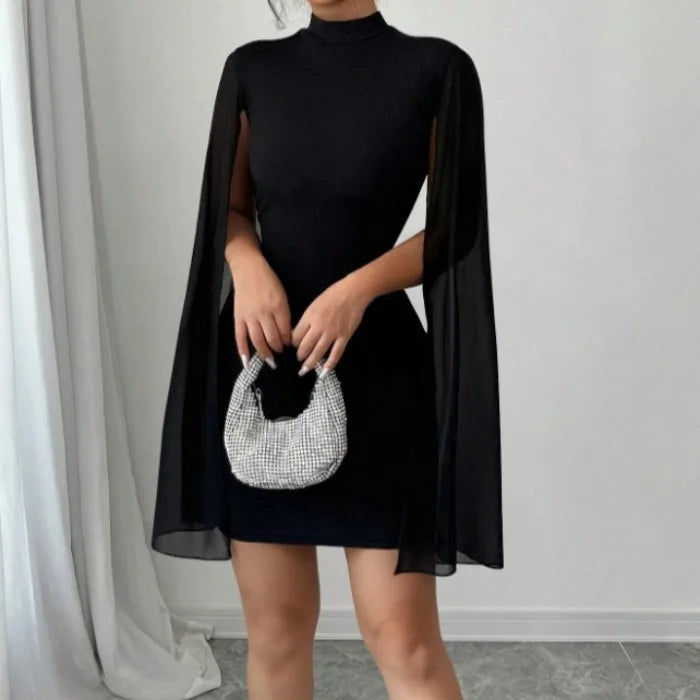 Elegant Long Sleeve Wrap Body Dress Intellectual One Step Slim Fit Autumn Spring Season High Elasticity Polyester Fiber Dress