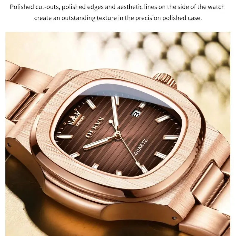 OLEVS Men Watch 3696 Fashion Trend Original Watch Luxury Square Calendar Waterproof Luminous Simple Business Men Quartz Watch