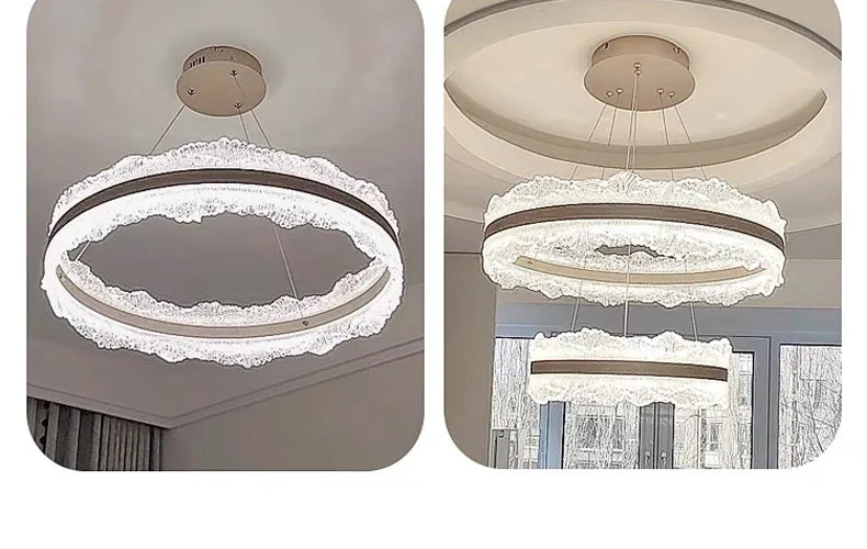 LED Luxury Pendant Light Living Dining Room Bedroom Modern Upscale Acrylic Texture Suspension Lamp Home Decoration