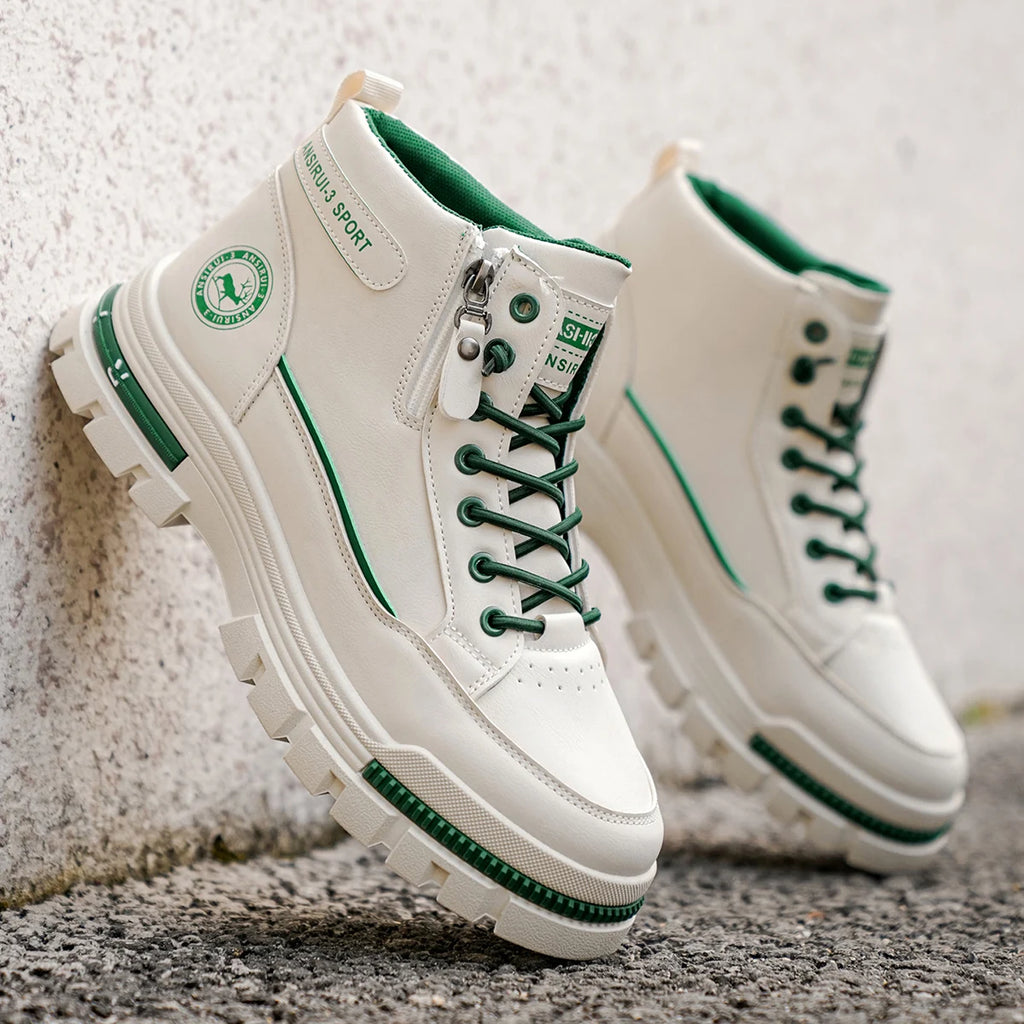 Men's high top denim boots, casual sports shoes, trendy and fashionable men's boots - Beauty