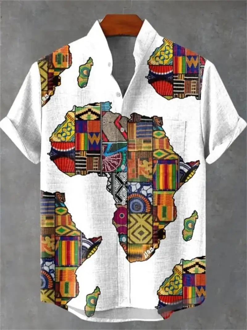 Men's Fashionable Casual Shirt Short Sleeved 3D Printed Pattern Clothing Shirt Linen Camisa Hawaiana Hombre Cosas Baratas