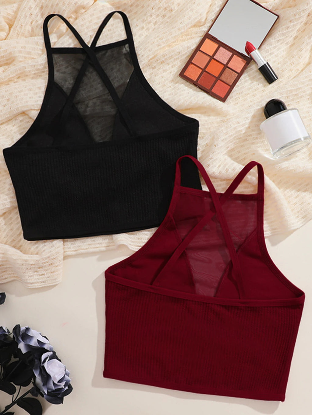 Sexy Mesh Camisole Crop Top Corset Seamless Backless Underwear Hot Fashion Women Casual Tank Top Bralette Adjustable Lingerie