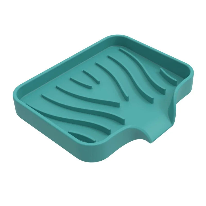 1pcs Sink Silicone Tray With Drain Soap Sponge Storage Holder Countertop Sink Scrubber Brush Soap Storage Rack Kitchen Organizer