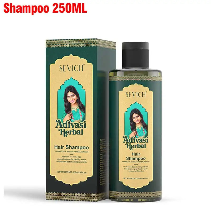 SEVICH Herbal Hair Growth Oil Set Ayurvedic Fast Hair Regrowth Thicken Serum India Adivasi Anti Hair Loss Hair Care Shampoo