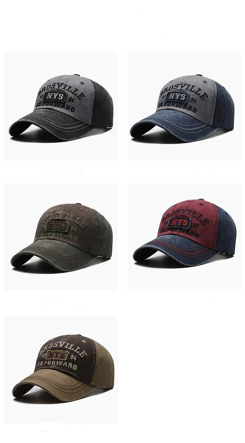 Men's Baseball Cap Casual Wash Embroidered Cap Curved Brim Bowler Sun Hat Official Website Sport Hip Hop Fitted Hats Men Women
