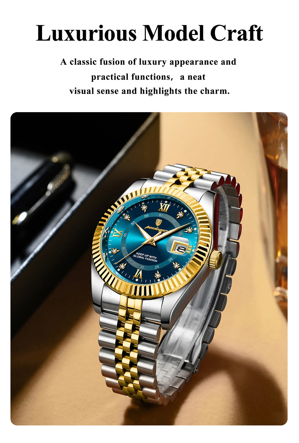 POEDAGAR Luxury Brand Man Wristwatch Waterproof Luminous Date Men Watch Stainless Steel High Quality Sports Men's Quartz Watches