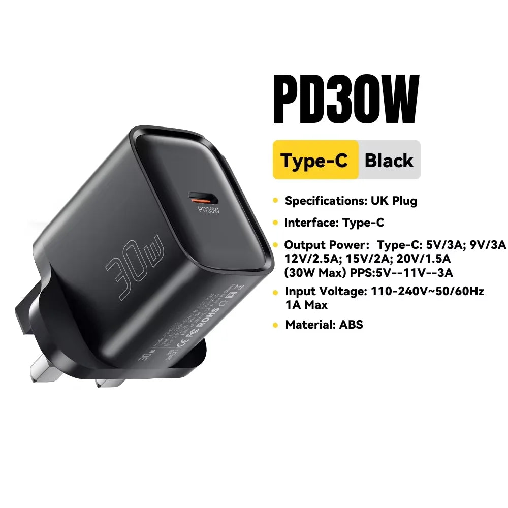 Essager 30W Fast Charger PD Charger For iPhone 16 15 14 13 Huawei Quick Charger PD3.0 QC3.0 Phone Charger Type C Tablets Charger