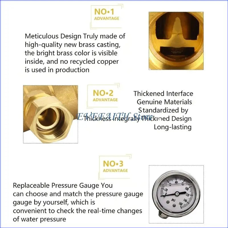 124B Heavy Duty Brass Water Pressure Reducing Valves Universal For RVs Campers