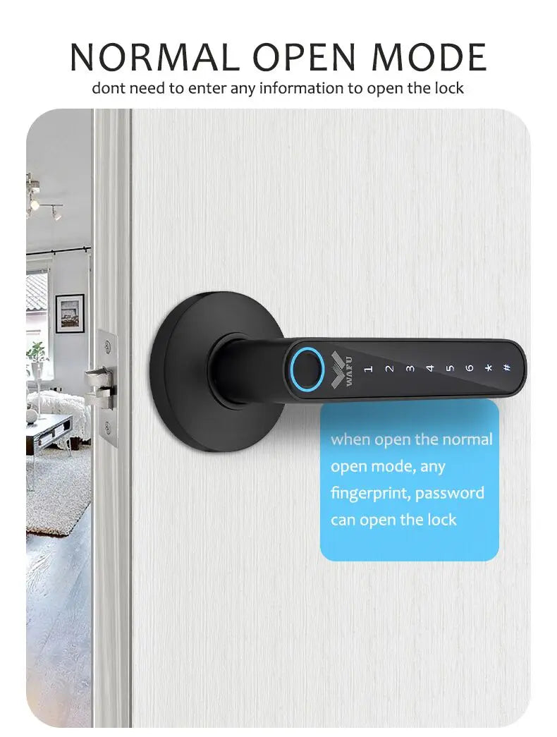 Multiple Unlocked ways with Phantom Password Fingerprint Free Tuya Smart Management APP HandleDoor Lock for Home Office Hotel
