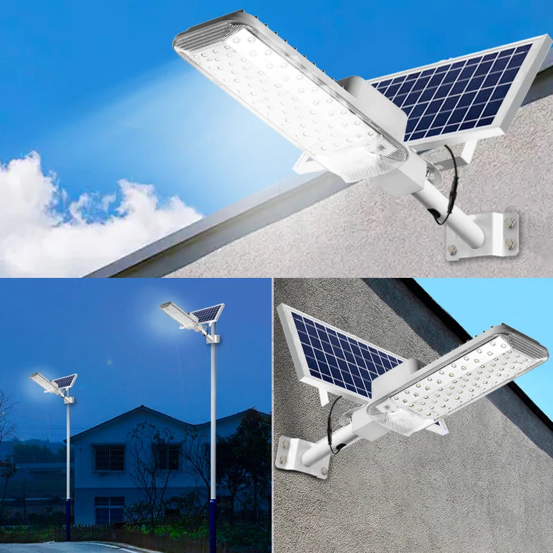 Solar Light High-Power 6500K LED Dusk to Dawn Waterproof LED Solar Street Light Backyard Street Lamps Security Flood Lighting