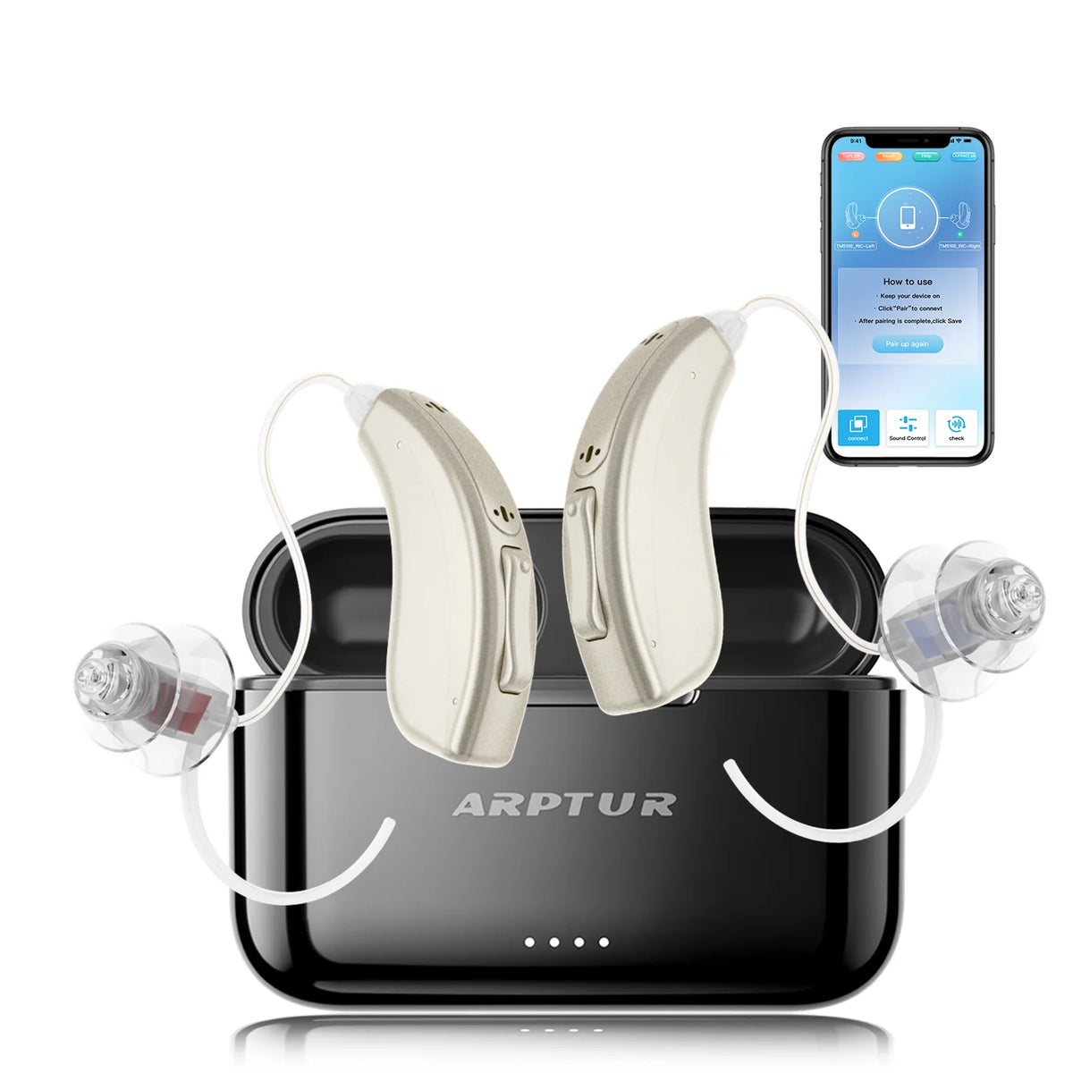 Hearing Aids for Seniors for Rechargeable Noise Cancelling APP Control Self-Fitting Wireless Music Stream Hand-free