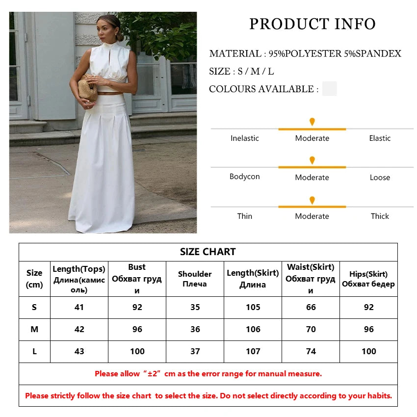 Clacive Summer Loose White 2 Piece Sets Woman Outfit 2025 Fashion Sleeveless Tank Top With High Waist Long Skirt Set Streetwear