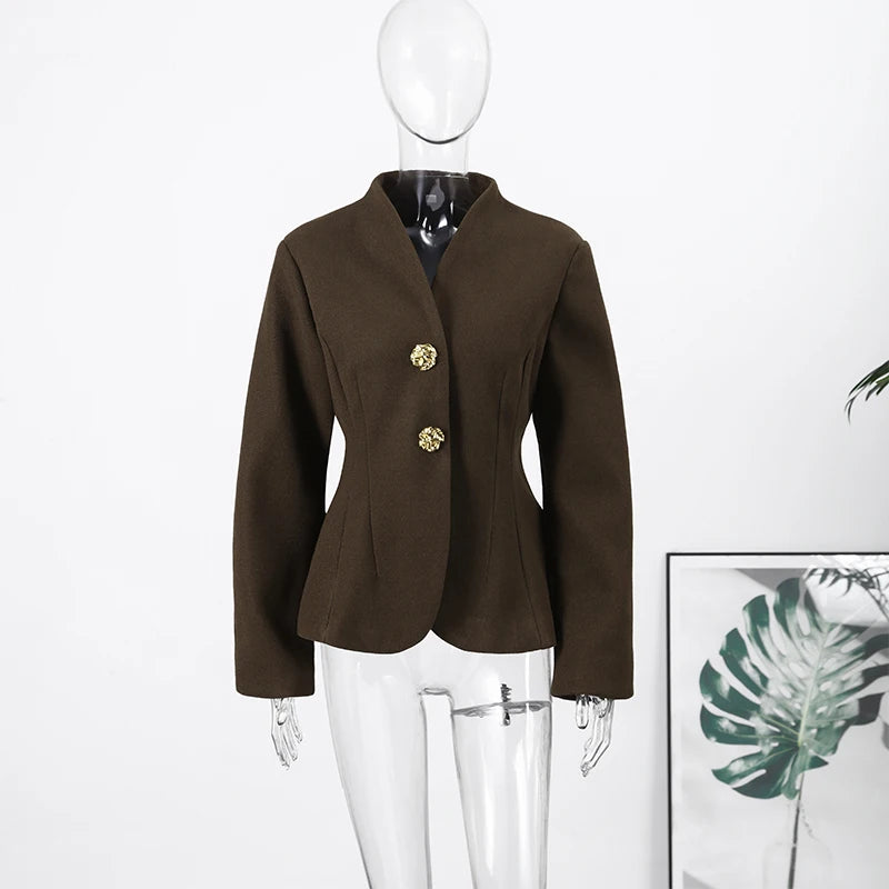Urban Woolen Coat Skirt Women Set V-neck Long Sleeve Button Jacket Hip Package Skirts 2026 Spring Autumn Elegant Lady Outfit New