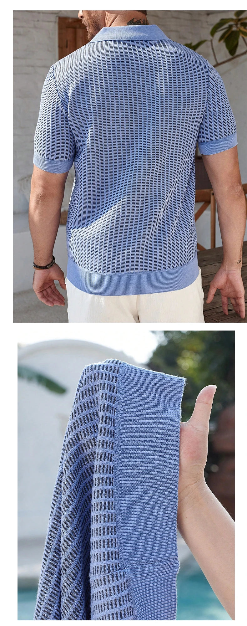 New Mens Knit Shirts Men's Polo Shirts Short Sleeve Summer Polo Men's Knit Shirts American Stretchy Golf Polo Old Money Tops