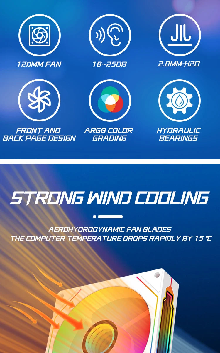 PRISM IV PRO Case Cooling Fan 120mm 5V 3 PIN ARGB, 12V 4 PIN PWM, for CPU & Case,Infinity Mirror Series,1650 RPM, 65 CFM