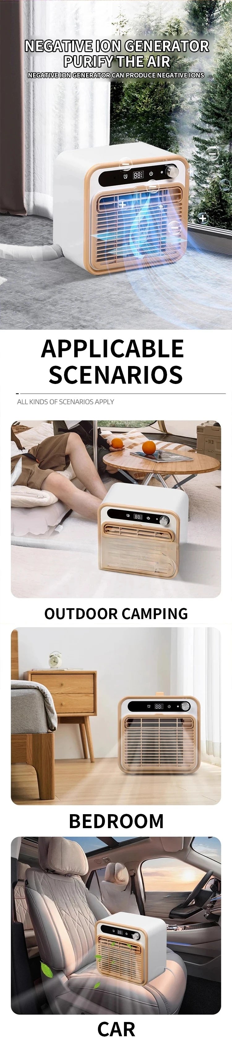 1500W Cooling 500W Portable Split Air Conditioner  Power 110V/220V No-Install Self-Evaporating for Camping Tent RV Car
