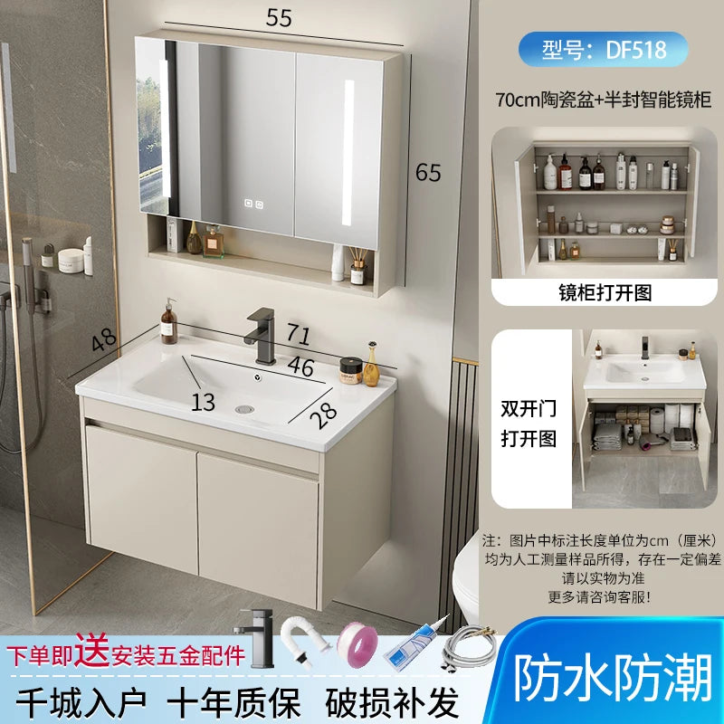 Wall Basin Bathroom Cabinet Set Sink Mirrors Shelves Bathroom Cabinets Storage Organizer Mobile Bagno House Accessories