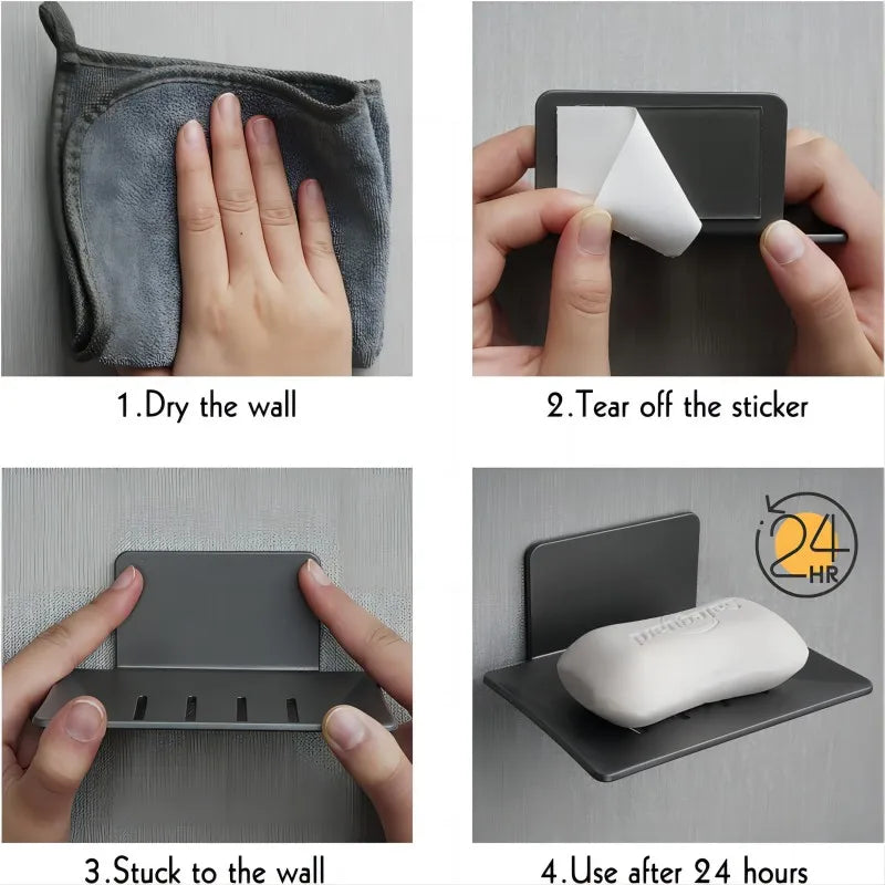 STARON Stainless Alloy Soap Holder Bathroom Soap Dish With Drain Water Wall Mounted Soap Box Bathroom Accessories