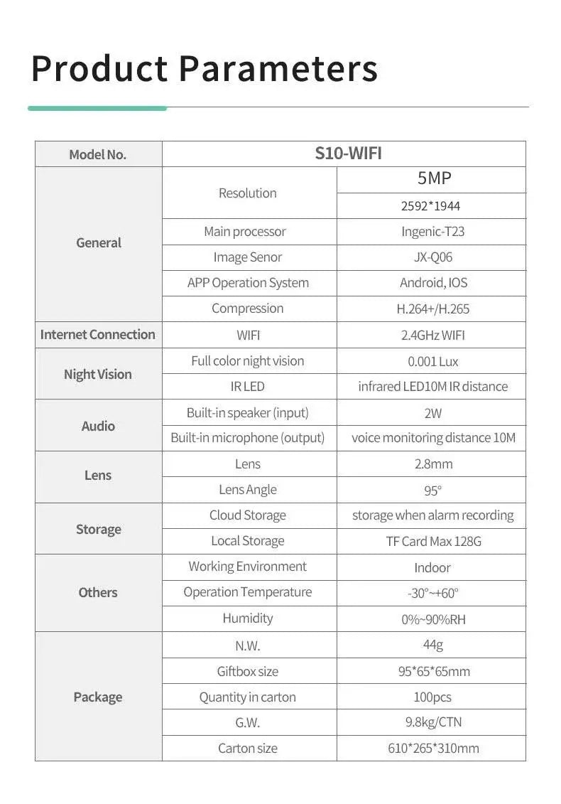 5MP WiFi Security Camera, 2K HD Smart Home Monitor with Night Vision & Motion Detection, 2.4GHz Camera