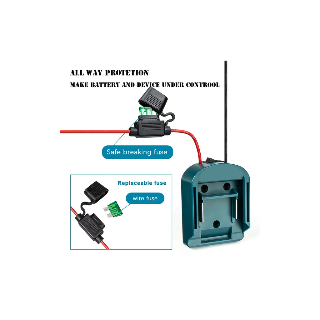 External Battery Adapter Converter for Makita 14V/18V Battery DIY Power Tool box mod Plug accessories fuse and ON/OFF switch