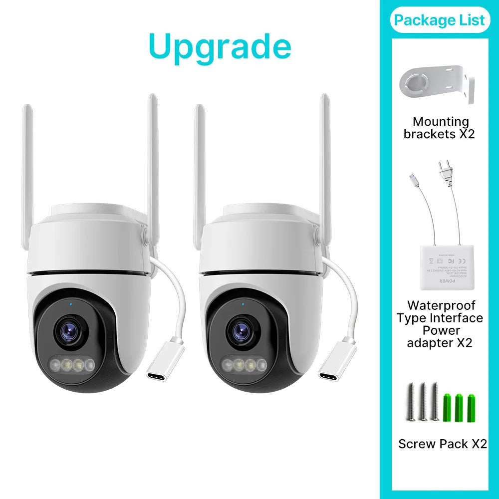WONSDAR 2pcs PTZ WiFi Camera Outdoor IP Camera Video Surveillance Smart Home Security Protection Motion Detection Alarm iCsee