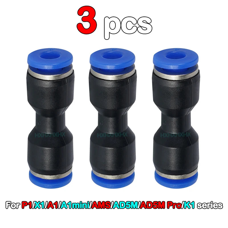 5/10pcs for Bambu Lab PTFE Tube Pneumatic Connector 3D Printer X1 X1C P1P P1S A1 1.75mm Filament Extruder 3D Printer Parts