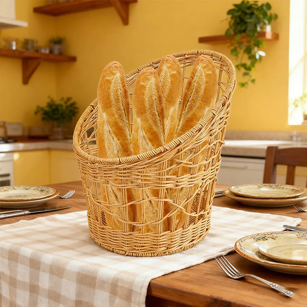 Anti-rust Iron Basket Woven Baguette Basket Cake Shop European Rattan Baking Baskets Baguette  Organizador Organizer Органайзери
