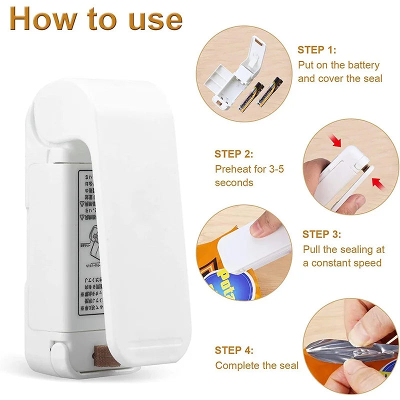 Travel Friendly Portable Small Sealing Machines Storage Plastic For Food Snack Vegetables Sealing Machines Kitchen Accessories