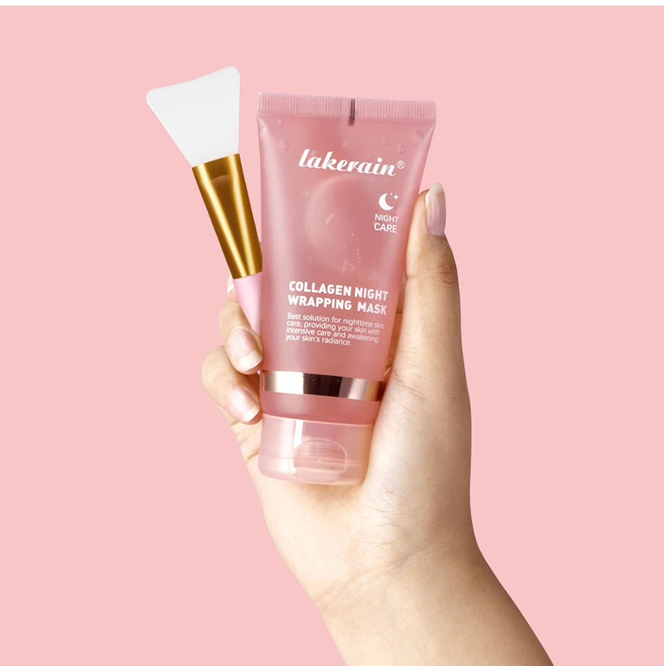 Collagen Overnight Wrapping Peel Off Facial Mask, Korean Collagen Night Wrapping Mask Deeply Hydrates Night Care Mask Cream 75ml