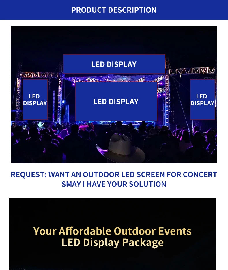 500x500mm Indoor Outdoor LED Screen Stage Background Led Video Wall P2.6 P2.9 P3.91 Seamless Splicing Rental LED Display Screen