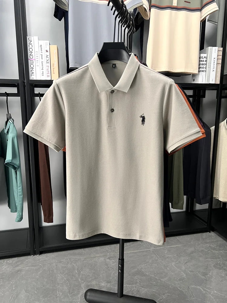 Designer brand 100% cotton short sleeve polo shirt fashion luxury pony embroidery men's summer casual high-quality Paul T-shirt