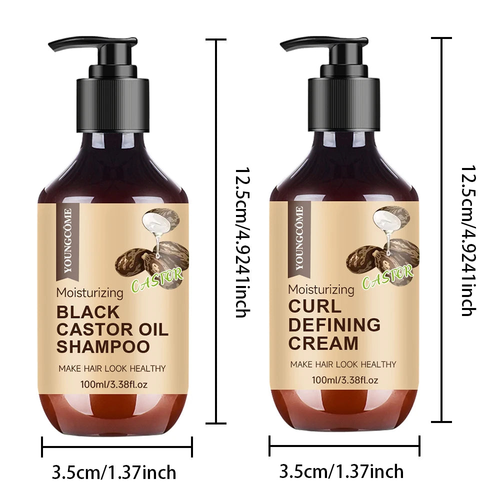 Castor Curl Styling Cream Shampoo Hair Treatment  Loc, Twist Gel, Tames Frizz & Edges Frizzy Smooth Nourish Straightening Care