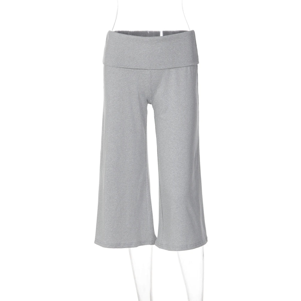 Dulzura Women'S Solid High Waist Slim Fit Calf-Length Pants Casual Versatile Flare Long Pants Party Club Street Summer Clothes