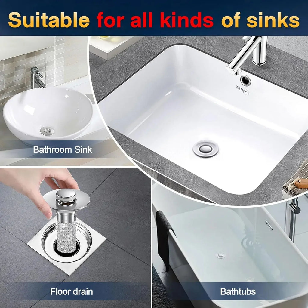 Bathroom Basin Drain Strainer Pop‑Up Removable Stainless Steel Hair Catcher Stopper Insect Proof Odor‑Proof Anti‑Clog Filter