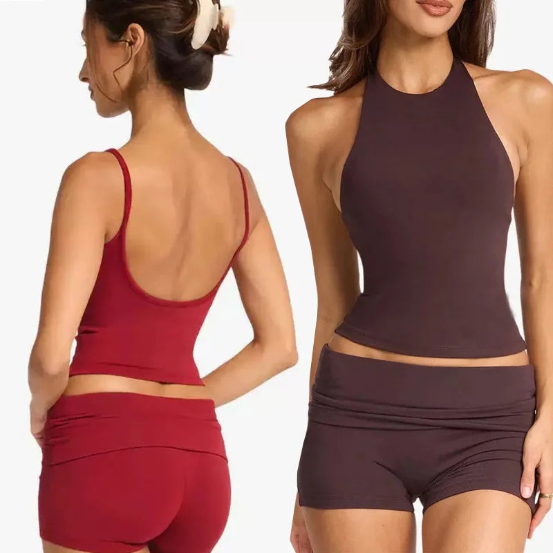 PMWRUN Women Fold Over Waist Biker Shorts High Waisted Ruched Design Soft Stretchy Breathable For Yoga Gym Workout Casual Wear