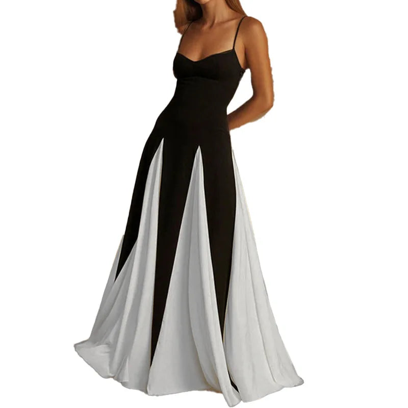 Summer U-neck Casual Female Vintage Elegant Spaghetti Strap Dress Women Elegant Solid Sleeveless A-line Midi Women's Dresses