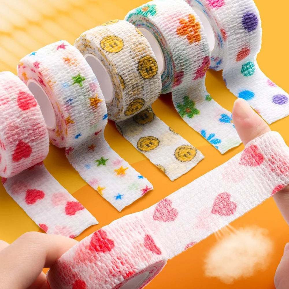 5Pcs/Lot 2.5cm Wide Colorful Athletic Wrap Tape Self Adhesive Elastic Bandage Elastoplast Sports Protector Wrist Finger Ankle